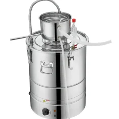 VEVOR Alcohol Still, 9 Gal 30L Water Alcohol Distiller, Home Distillery Kit include Stainless Steel Tube & Pump & One-way Exhaust Valve & Thermometer (30-120℃ ) for DIY Whisky Wine Brandy, Silver