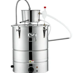VEVOR Alcohol Still, 9 Gal 30L Water Alcohol Distiller, Home Distillery Kit include Stainless Steel Tube & Pump & One-way Exhaust Valve & Thermometer (30-120℃ ) for DIY Whisky Wine Brandy, Silver