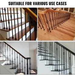 VEVOR Aluminum Alloy Baluster Shoes Square Balusters Baluster Wrought Spindles for Staircase Slant Shoes with Screw Holes for  1/2 Inch Staircase Balusters, Black (50 Pcs)(Screws Sold Separately)