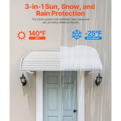 VEVOR Aluminum Awning 48 x 42 in, Durable Window Awning Door Canopy, Lightweight and Stable Aluminum Exterior Awnings Rain Snow Sunlight Protection for Door Entrance Windows Patio Porch