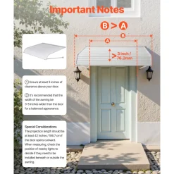 VEVOR Aluminum Awning 48 x 42 in, Durable Window Awning Door Canopy, Lightweight and Stable Aluminum Exterior Awnings Rain Snow Sunlight Protection for Door Entrance Windows Patio Porch