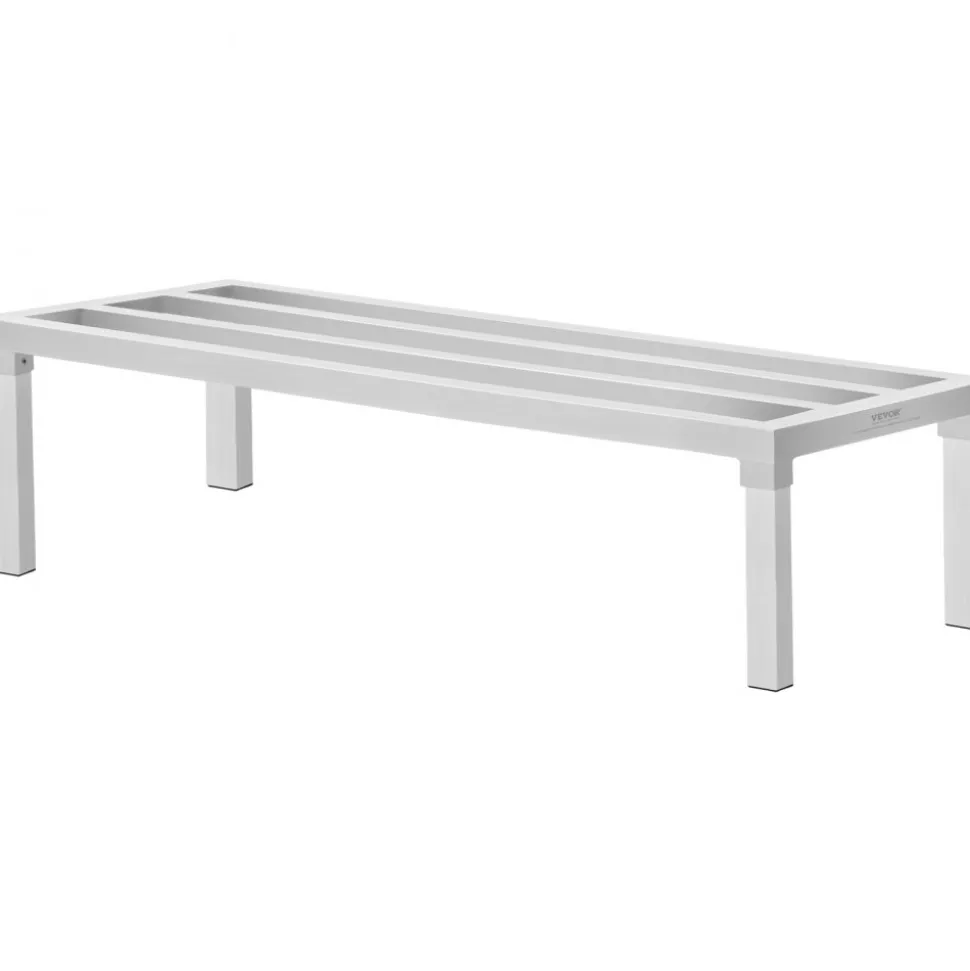 VEVOR Aluminum Dunnage Rack, 48” x 20” Commercial Food Floor Rack, 12” Off the Floor, 1800 lbs Capacity All-Welded Aluminum Storage Rack, for Storage in Restaurants, Kitchens, Garages and Vehicles