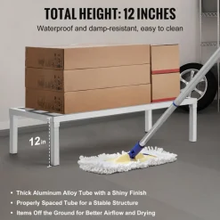 VEVOR Aluminum Dunnage Rack, 48” x 20” Commercial Food Floor Rack, 12” Off the Floor, 1800 lbs Capacity All-Welded Aluminum Storage Rack, for Storage in Restaurants, Kitchens, Garages and Vehicles