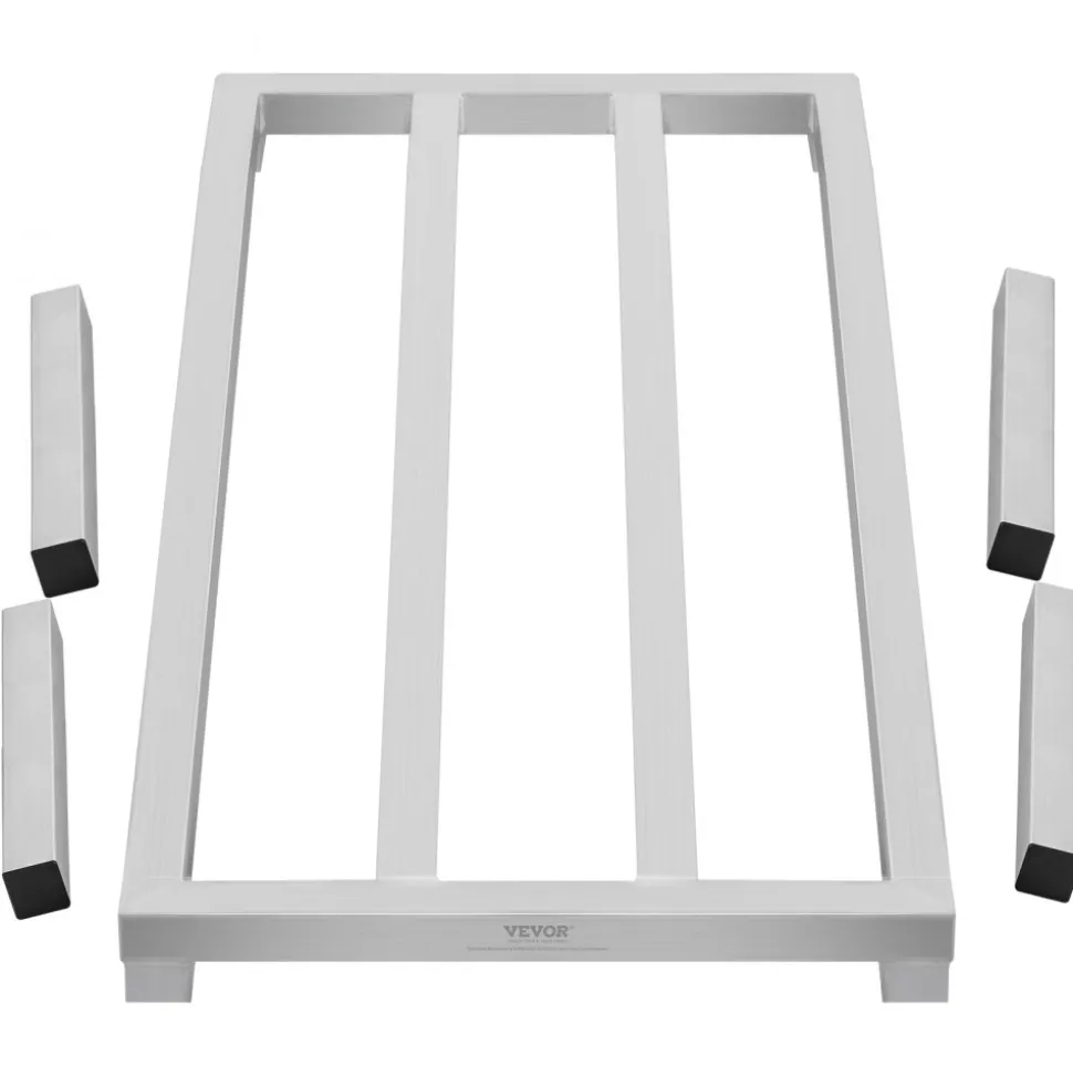VEVOR Aluminum Dunnage Rack, 48” x 20” Commercial Food Floor Rack, 12” Off the Floor, 1800 lbs Capacity All-Welded Aluminum Storage Rack, for Storage in Restaurants, Kitchens, Garages and Vehicles