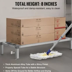 VEVOR Aluminum Dunnage Rack, 48” x 20” Commercial Food Floor Rack, 8” Off the Floor, 1000 lbs Capacity All-Welded Aluminum Storage Rack, for Storage in Restaurants, Kitchens, Garages and Vehicles