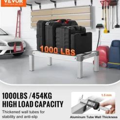 VEVOR Aluminum Dunnage Rack, 24” x 14” Commercial Food Floor Rack, 8” Off the Floor, 1000 lbs Capacity Adjustable Aluminum Storage Rack, for Storage in Restaurants, Kitchens, Garages and Vehicles