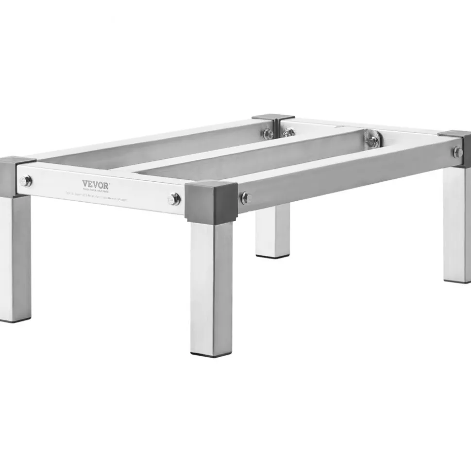 VEVOR Aluminum Dunnage Rack, 48” x 14” Commercial Food Floor Rack, 8” Off the Floor, 1000 lbs Capacity All-Welded Aluminum Storage Rack, for Storage in Restaurants, Kitchens, Garages and Vehicles