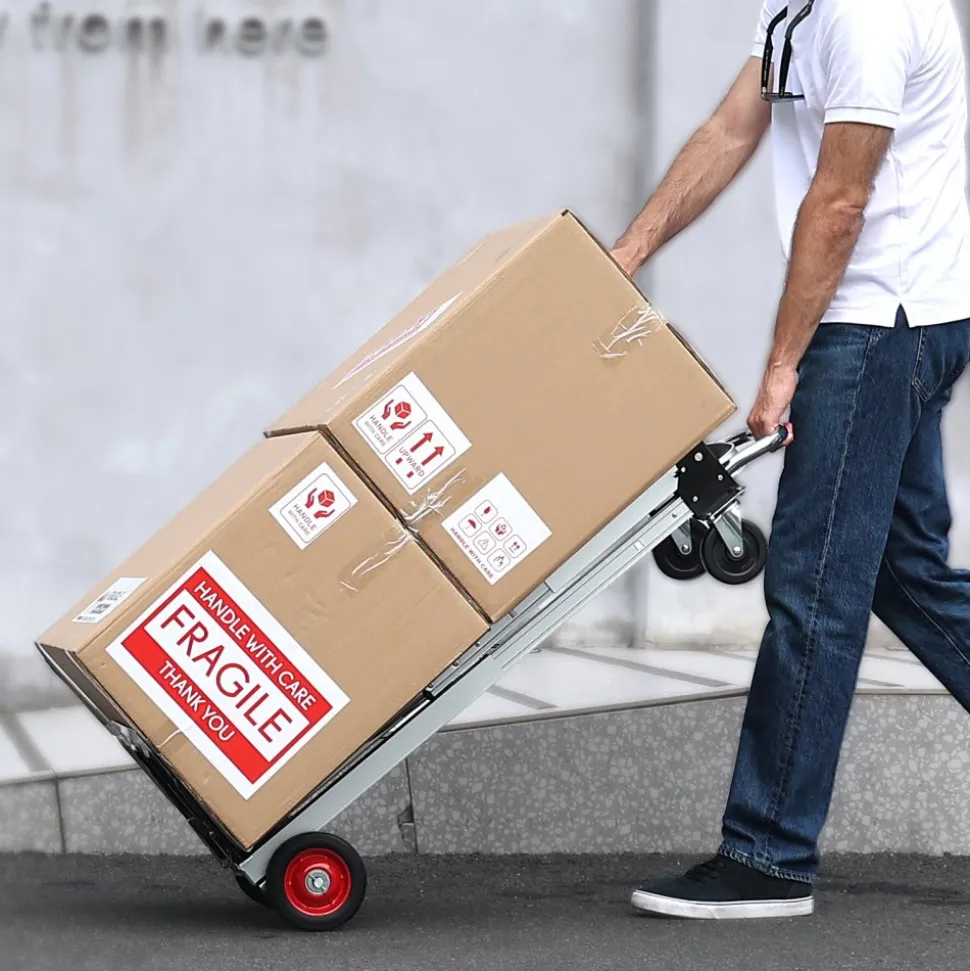 VEVOR Aluminum Folding Hand Truck, 2 in 1 Design 400 lbs Capacity, Heavy Duty Industrial Collapsible cart, Dolly Cart with Rubber Wheels for Transport and Moving in Warehouse, Supermarket, Garden