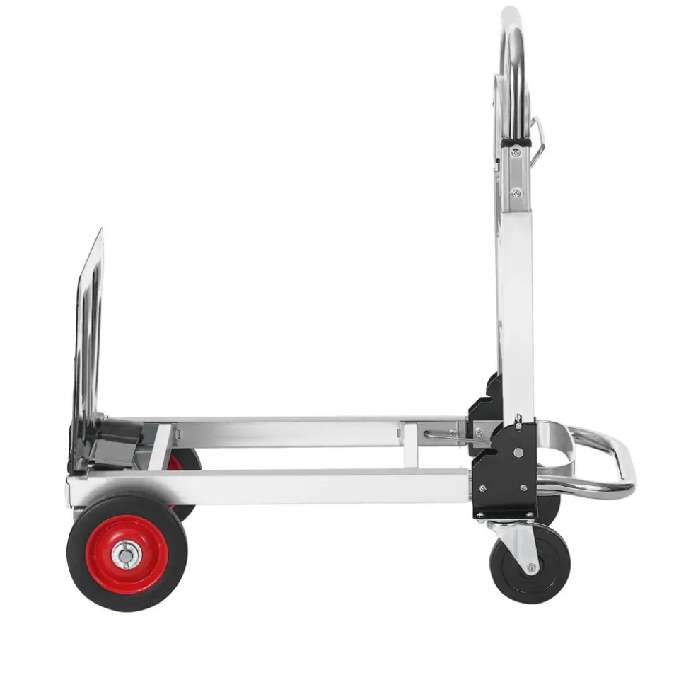 VEVOR Aluminum Folding Hand Truck, 2 in 1 Design 400 lbs Capacity, Heavy Duty Industrial Collapsible cart, Dolly Cart with Rubber Wheels for Transport and Moving in Warehouse, Supermarket, Garden