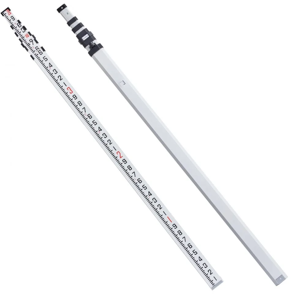 VEVOR Aluminum Grade Rod, 20-Feet/10ths 6 Sections Telescopic Measuring Rod,Double-Sided Scale 1/10ft Leveling Rod Stick, Aluminum Alloy Survey Rod w/ Bubble Level &Carrying Bag for Houses,Walls,Floor