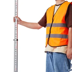 VEVOR Aluminum Grade Rod, 16-Feet/10ths 4 Sections Telescopic Measuring Rod,Double-Sided Scale 1/10ft Leveling Rod Stick,Aluminum Alloy Survey Rod w/ Bubble Level &Carrying Bag for Houses,Walls,Floors