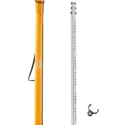 VEVOR Aluminum Grade Rod, 9-Feet/10ths 3 Sections Telescopic Measuring Rod,Double-Sided Scale 1/10ft Leveling Rod Stick,Aluminum Alloy Survey Rod with Bubble Level&Carrying Bag for Houses,Walls,Floors