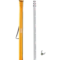 VEVOR Aluminum Grade Rod, 9-Feet/10ths 3 Sections Telescopic Measuring Rod,Double-Sided Scale 1/10ft Leveling Rod Stick,Aluminum Alloy Survey Rod with Bubble Level&Carrying Bag for Houses,Walls,Floors