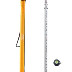 VEVOR Aluminum Grade Rod, 14-Feet/8ths 4 Sections Telescopic Measuring Rod, Double-Sided Scale 1/8in Leveling Rod Stick, Aluminum Alloy Survey Rod w/ Bubble Level &Carrying Bag for Houses,Walls,Floors