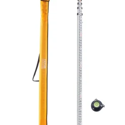 VEVOR Aluminum Grade Rod, 14-Feet/8ths 4 Sections Telescopic Measuring Rod, Double-Sided Scale 1/8in Leveling Rod Stick, Aluminum Alloy Survey Rod w/ Bubble Level &Carrying Bag for Houses,Walls,Floors