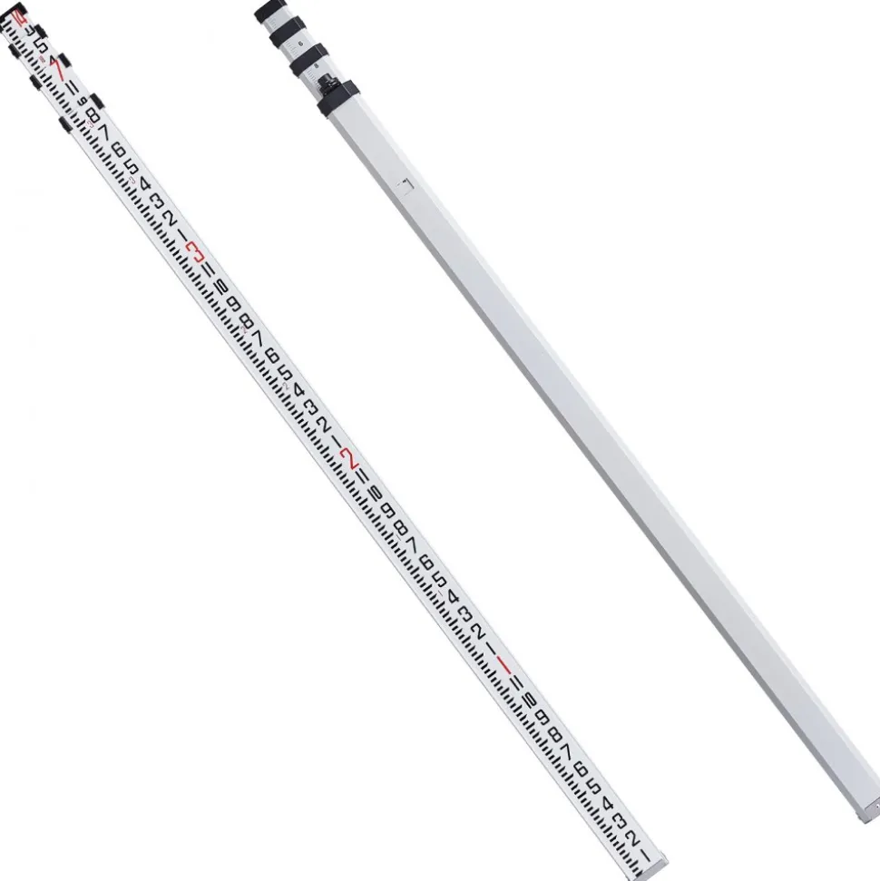 VEVOR Aluminum Grade Rod, 14-Feet/8ths 4 Sections Telescopic Measuring Rod, Double-Sided Scale 1/8in Leveling Rod Stick, Aluminum Alloy Survey Rod w/ Bubble Level &Carrying Bag for Houses,Walls,Floors