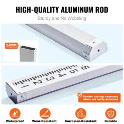 VEVOR Aluminum Grade Rod, 14-Feet/10ths 6 Sections Telescopic Measuring Rod,Double-Sided Scale 1/10 ft Leveling Rod Stick,Aluminum Alloy Survey Rod w/ Bubble Level&Carrying Bag for Houses,Walls,Floors