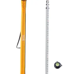 VEVOR Aluminum Grade Rod, 14-Feet/10ths 6 Sections Telescopic Measuring Rod,Double-Sided Scale 1/10 ft Leveling Rod Stick,Aluminum Alloy Survey Rod w/ Bubble Level&Carrying Bag for Houses,Walls,Floors