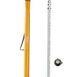 VEVOR Aluminum Grade Rod, 14-Feet/10ths 6 Sections Telescopic Measuring Rod,Double-Sided Scale 1/10 ft Leveling Rod Stick,Aluminum Alloy Survey Rod w/ Bubble Level&Carrying Bag for Houses,Walls,Floors