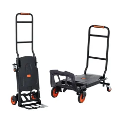 VEVOR Aluminum Hand Truck, 2 in 1, 300 lbs Load Capacity, Heavy Duty Industrial Convertible Folding Hand Truck and Dolly, Utility Cart Converts from Hand Truck to Platform Cart with Rubber Wheels