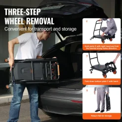 VEVOR Aluminum Hand Truck, 2 in 1, 300 lbs Load Capacity, Heavy Duty Industrial Convertible Folding Hand Truck and Dolly, Utility Cart Converts from Hand Truck to Platform Cart with Rubber Wheels