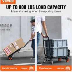 VEVOR Aluminum Hand Truck, 2 in 1, 300 lbs Load Capacity, Heavy Duty Industrial Convertible Folding Hand Truck and Dolly, Utility Cart Converts from Hand Truck to Platform Cart with Rubber Wheels