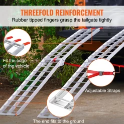 VEVOR Aluminum Ramps, 1500 lbs Folding Loading Ramps for Pickup Trucks Bed, Trailers Ramp with Load Straps for Dirt Bike, UTV, ATV, Trucks, Lawn Mowers, Snowblower, Cargo Trailer, 89"L x 12"W, 2 Pcs