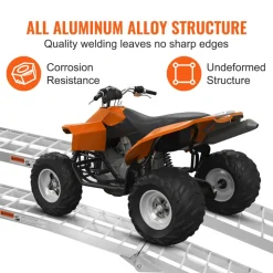 VEVOR Aluminum Ramps, 1500 lbs Folding Loading Ramps for Pickup Trucks Bed, Trailers Ramp with Load Straps for Dirt Bike, UTV, ATV, Trucks, Lawn Mowers, Snowblower, Cargo Trailer, 89