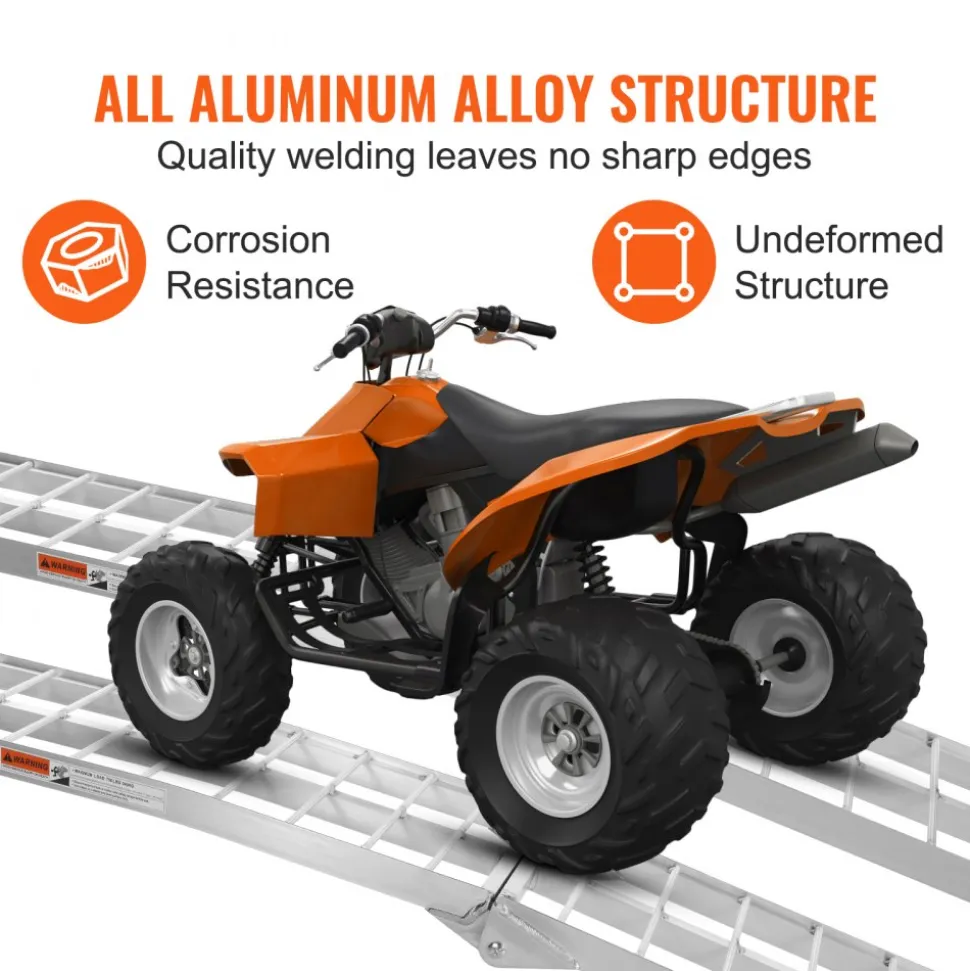 VEVOR Aluminum Ramps, 1500 lbs Folding Loading Ramps for Pickup Trucks Bed, Trailers Ramp with Load Straps for Dirt Bike, UTV, ATV, Trucks, Lawn Mowers, Snowblower, Cargo Trailer, 89"L x 12"W, 2 Pcs