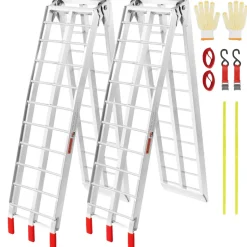 VEVOR Aluminum Ramps, 1500 lbs Folding Loading Ramps for Pickup Trucks Bed, Trailers Ramp with Load Straps for Dirt Bike, UTV, ATV, Trucks, Lawn Mowers, Snowblower, Cargo Trailer, 89