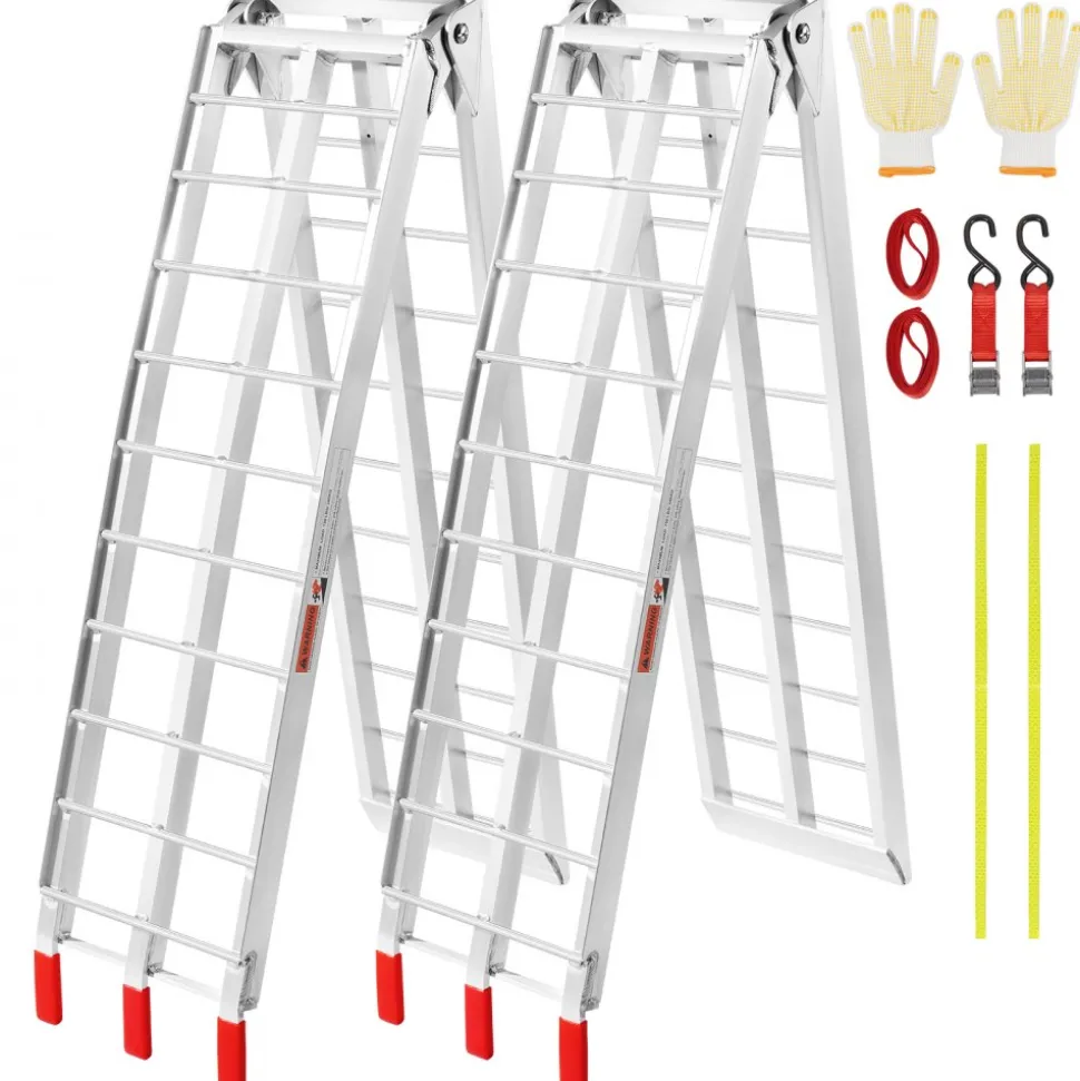 VEVOR Aluminum Ramps, 1500 lbs Folding Loading Ramps for Pickup Trucks Bed, Trailers Ramp with Load Straps for Dirt Bike, UTV, ATV, Trucks, Lawn Mowers, Snowblower, Cargo Trailer, 89"L x 12"W, 2 Pcs