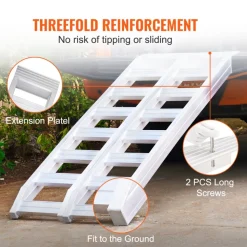VEVOR Aluminum Ramps, 6800 lbs, Heavy-duty Ramps with Top Hook Attaching End, Universal Loading Ramp for Motorcycle, Tractor, ATV/UTV, Trucks, Lawn Mower, 72"L x 15"W, 2Pcs