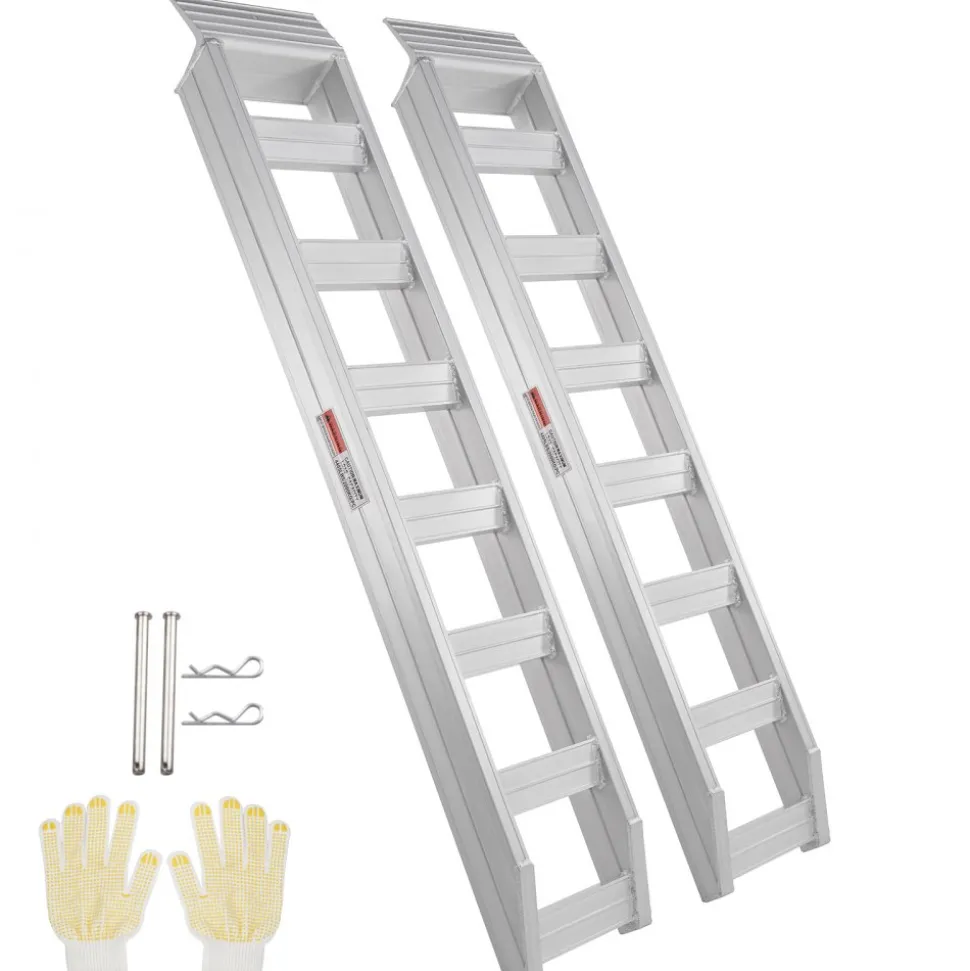 VEVOR Aluminum Ramps, 6800 lbs, Heavy-duty Ramps with Top Hook Attaching End, Universal Loading Ramp for Motorcycle, Tractor, ATV/UTV, Trucks, Lawn Mower, 72"L x 15"W, 2Pcs