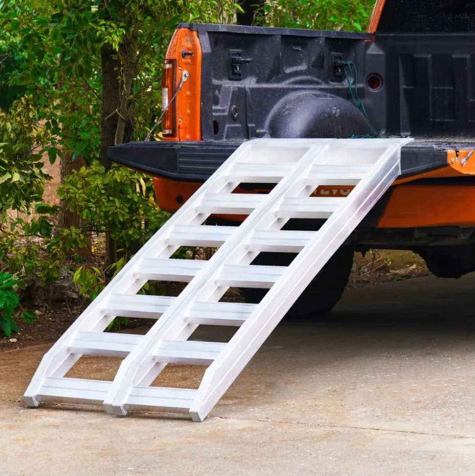 VEVOR Aluminum Ramps, 6800 lbs, Heavy-duty Ramps with Top Hook Attaching End, Universal Loading Ramp for Motorcycle, Tractor, ATV/UTV, Trucks, Lawn Mower, 72"L x 15"W, 2Pcs