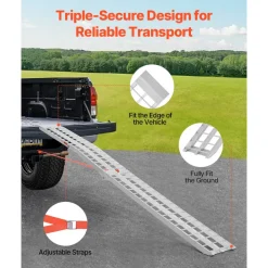 VEVOR Aluminum Ramps, 600 lbs, 1Pcs Heavy-duty Ramps with Wider Ramp Surface, Universal Stable Loading Ramp with Handles, Fit for Motorcycle, Electric Bicycle, Bicycle, etc.