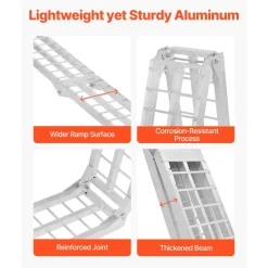 VEVOR Aluminum Ramps, 600 lbs, 1Pcs Heavy-duty Ramps with Wider Ramp Surface, Universal Stable Loading Ramp with Handles, Fit for Motorcycle, Electric Bicycle, Bicycle, etc.
