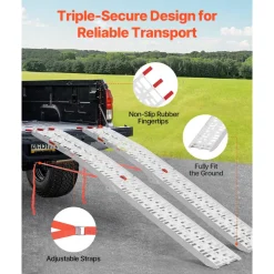 VEVOR Aluminum Ramps, 1000 lbs, 1Pcs Heavy-duty Ramps with Wider Ramp Surface, Universal Stable Loading Ramp with Handles, Fit for Motorcycle, Electric Bicycle, Bicycle, etc.