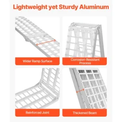 VEVOR Aluminum Ramps, 2000 lbs, 2Pcs Heavy-duty Ramps with Wider Ramp Surface, Universal Stable Loading Ramp with Handles, Fit for ATV, UTV, Motorcycle, Electric Bicycle, etc.