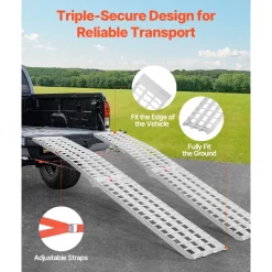 VEVOR Aluminum Ramps, 2000 lbs, 2Pcs Heavy-duty Ramps with Wider Ramp Surface, Universal Stable Loading Ramp with Handles, Fit for ATV, UTV, Motorcycle, Electric Bicycle, etc.