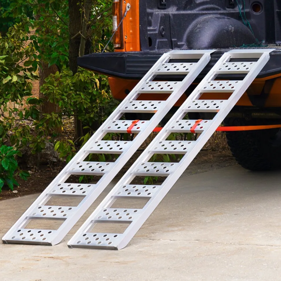 VEVOR Aluminum Ramps, 1250lbs, Straight Ramp with Treads and Load Straps, Portable Loading Ramp for Motorcycles, ATVs, Trucks, Lawn Mower, Dirt Bike, Garden Tractor, 78"L x 12"W, 2Pcs