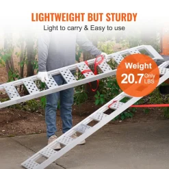 VEVOR Aluminum Ramps, 1250lbs, Straight Ramp with Treads and Load Straps, Portable Loading Ramp for Motorcycles, ATVs, Trucks, Lawn Mower, Dirt Bike, Garden Tractor, 78