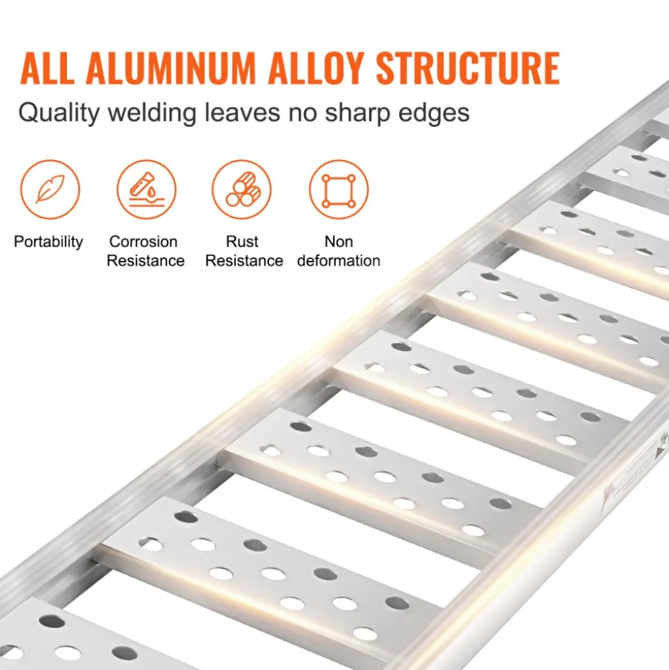 VEVOR Aluminum Ramps, 1250lbs, Straight Ramp with Treads and Load Straps, Portable Loading Ramp for Motorcycles, ATVs, Trucks, Lawn Mower, Dirt Bike, Garden Tractor, 78"L x 12"W, 2Pcs