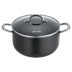 VEVOR Aluminum Stock Pot, 8-Quart Nonstick Ceramic Coated Pot with Glass Lid, PFOA-Free, PFAS-Free, Compatible with Gas Stoves, Induction Cooktops, Electric Stoves, for Soups, Stews, and Pasta