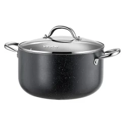 VEVOR Aluminum Stock Pot, 8-Quart Nonstick Ceramic Coated Pot with Glass Lid, PFOA-Free, PFAS-Free, Compatible with Gas Stoves, Induction Cooktops, Electric Stoves, for Soups, Stews, and Pasta