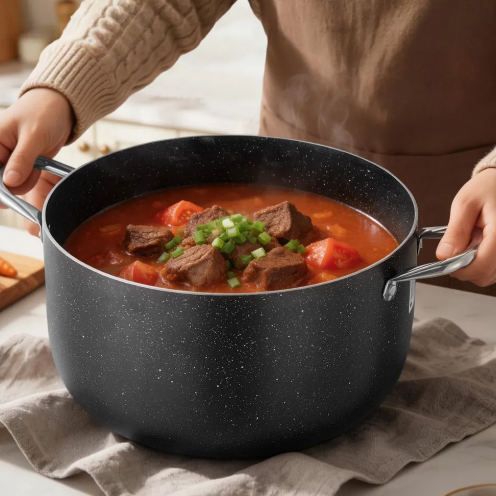 VEVOR Aluminum Stock Pot, 12-Quart Nonstick Ceramic Coated Pot with Glass Lid, PFOA-Free, PFAS-Free, Compatible with Gas Stoves, Induction Cooktops, Electric Stoves, for Soups, Stews, and Pasta