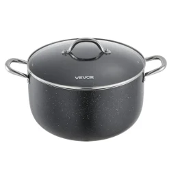 VEVOR Aluminum Stock Pot, 12-Quart Nonstick Ceramic Coated Pot with Glass Lid, PFOA-Free, PFAS-Free, Compatible with Gas Stoves, Induction Cooktops, Electric Stoves, for Soups, Stews, and Pasta