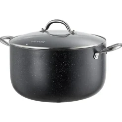 VEVOR Aluminum Stock Pot, 12-Quart Nonstick Ceramic Coated Pot with Glass Lid, PFOA-Free, PFAS-Free, Compatible with Gas Stoves, Induction Cooktops, Electric Stoves, for Soups, Stews, and Pasta