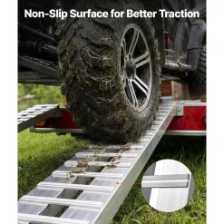 VEVOR Aluminum Trailer Ramps, 2PCS 96 x 15 in, Heavy-Duty Truck Ramp Set, 10000LBS Combined Capacity ATV Loading Ramps for Pickup Trucks, Motorcycles, Lawn Mowers, Cars, Farm Tractors, Carts
