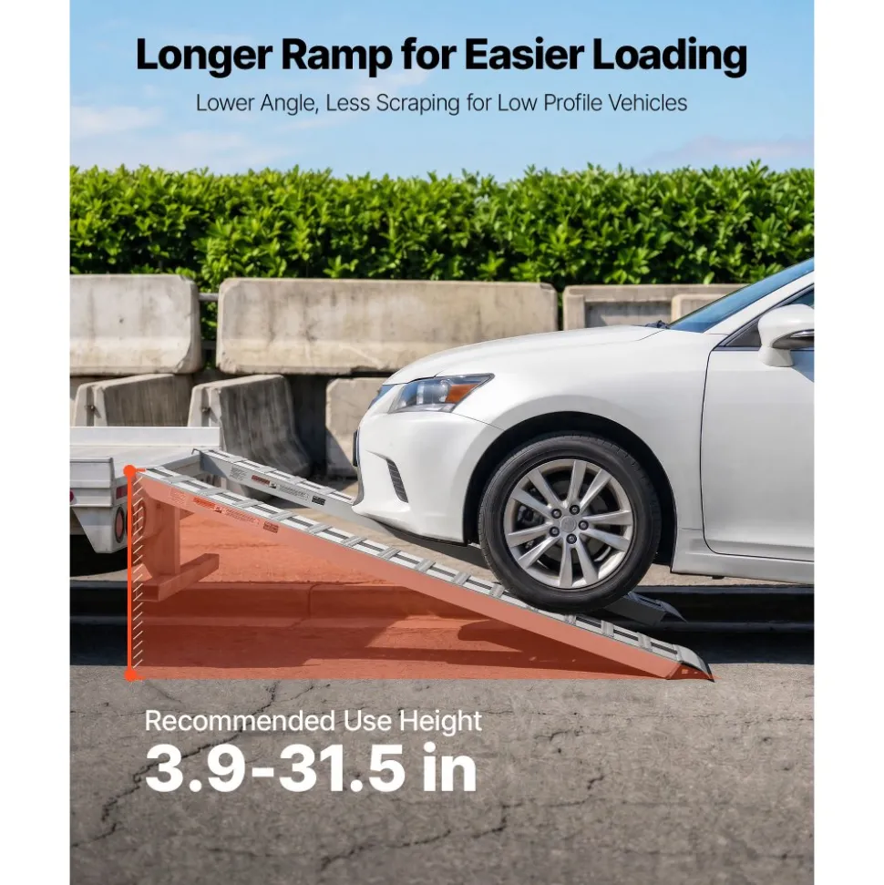 VEVOR Aluminum Trailer Ramps, 2PCS 96 x 15 in, Heavy-Duty Truck Ramp Set, 10000LBS Combined Capacity ATV Loading Ramps for Pickup Trucks, Motorcycles, Lawn Mowers, Cars, Farm Tractors, Carts