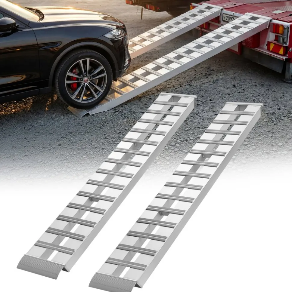 VEVOR Aluminum Trailer Ramps, 2PCS 96 x 15 in, Heavy-Duty Truck Ramp Set, 10000LBS Combined Capacity ATV Loading Ramps for Pickup Trucks, Motorcycles, Lawn Mowers, Cars, Farm Tractors, Carts